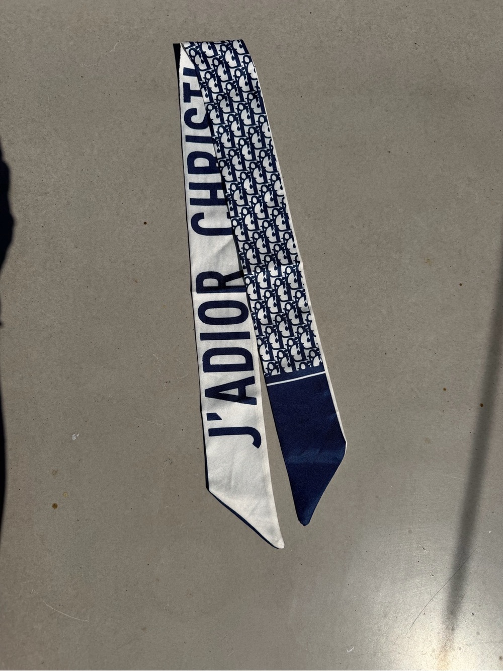 Dupe Navy & White J'Adior Silk Skinny Scarf